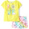 The Children’s Place girls Short Sleeve Top and Shorts 2 Piece Pajama Set(Love)
