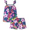 The Children’s Place girls Sleeveless Tank Top and Short 2 Piece Pajama Set(Purple Tropical)