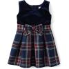 The Children’s Place,and Toddler Short Sleeve Dressy Dress(Navy Plaid)