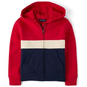 Active Long Sleeve Hooded Full Zip Front Sweatshirt(Ruby Colorblock)