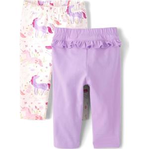 The Children’s Place Baby-Girls and Newborn Pull on Pants(Unicorns/Purple Ruffle 2-pack)