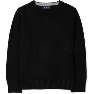 The Children’s Place Boys Long Sleeve V-Neck Pullover Sweater(Black)