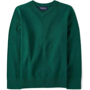 The Children’s Place Boys Long Sleeve V-Neck Pullover Sweater(Spruce Green)