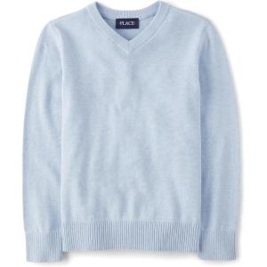 The Children’s Place Boys Long Sleeve V-Neck Pullover Sweater(Whirlwind Blue)