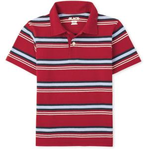 The Children’s Place Boys’ Multipack Short Sleeve Soft Jersey Knit Polos(Red Stripe)