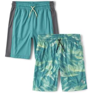 The Children’s Place Boys Performance Basketball Shorts(Aqua Multi)