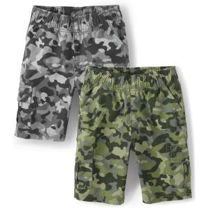 The Children’s Place Boys Pull on Cargo Shorts(Green Camo/Grey Camo 2-pack)