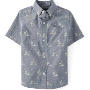 The Children’s Place Boys Short Sleeve Poplin Button Down Shirt(Federal Blue)