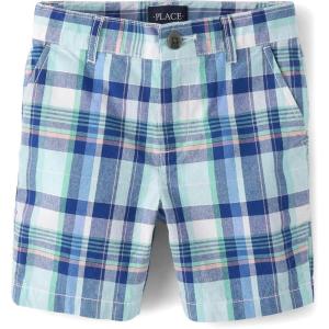 The Children’s Place Boys’ Uniform Chino Shorts(Navy Sail Plaid)