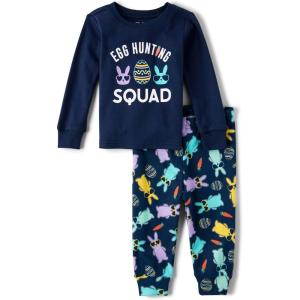 The Children’s Place Easter Family Matching Snug Fit Cotton Pajamas(Navy Egg Hunting Squad)