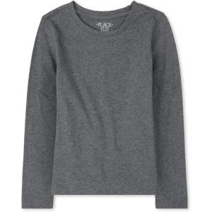 The Children’s Place Girls Basic Long Sleeve Layering Tees(Dk Heather Gray Single)