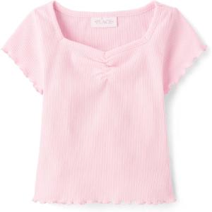 The Children’s Place Girls Basic Short Sleeve Knit Shirts(Cameo)
