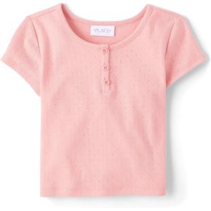 The Children’s Place Girls Basic Short Sleeve Knit Shirts(Fuzzy Pink)