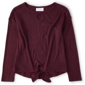 The Children’s Place Girls Long Sleeve Knit Tie Front Top(Sugar Beet)