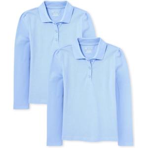 The Children’s Place Girls’ Long Sleeve Pique Polo 2 Pack(Daybreak 2-pack)