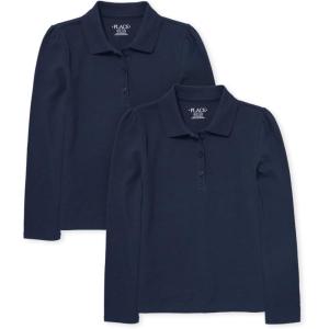 The Children’s Place Girls’ Long Sleeve Pique Polo 2 Pack(Tidal 2-pack)
