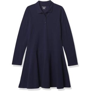 The Children’s Place Girls’ Long Sleeve Polo Dress(Dark Blue)