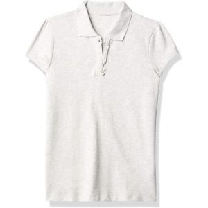 The Children’s Place Girl’s Short Sleeve Ruffle Pique Polo Shirt(Heather Grey)