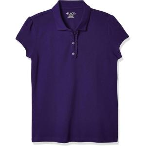 The Children’s Place Girl’s Short Sleeve Ruffle Pique Polo Shirt(Regal Violet Single)