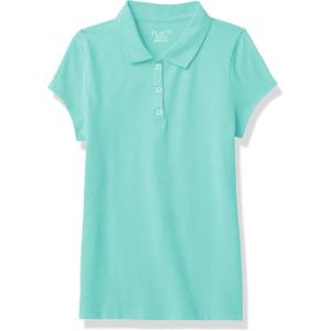 The Children’s Place Girl’s Short Sleeve Ruffle Pique Polo Shirt(Seafrost)