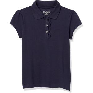 The Children’s Place Girl’s Short Sleeve Ruffle Pique Polo Shirt(Tidal)