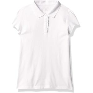 The Children’s Place Girl’s Short Sleeve Ruffle Pique Polo Shirt(White)