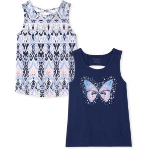 The Children’s Place Girls’ Sleeveless Graphic Tank Tops(Milky Way 2-pack)