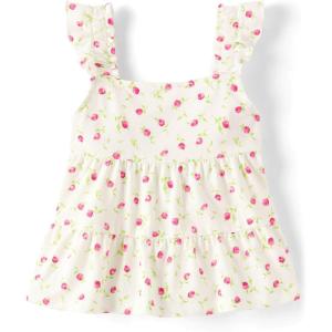 The Children’s Place Girls Sleeveless Knit Tops(Simply White Tiered)