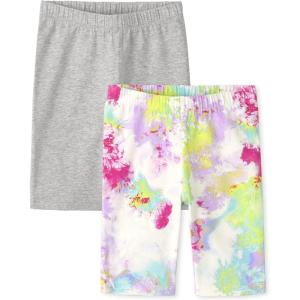 The Children’s Place Girls Solid Bike Shorts(Berry Tie Dye/Gray 2-pack)
