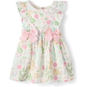 The Children’s Place Girls and Toddler Short Sleeve Fashion Dress(White Daisy Bunny)