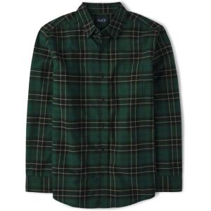 The Children’s Place Mens Long Sleeve Button Up Shirt(Green Pine – Dad)