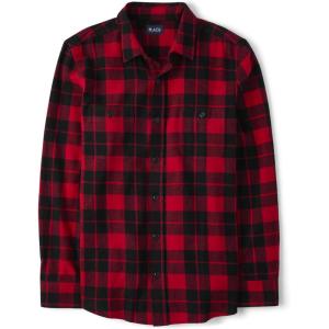 The Children’s Place Mens Long Sleeve Button Up Shirt(Red Birch Flannel – Dad)