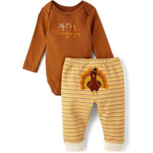 The Children’s Place Unisex Baby My First,long Sleeve Bodysuit and Pants, 2 Piece Set(1st Thanksgiving)