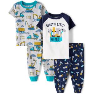 The Children’s Place baby-boys And Newborn 100% Cotton Short Sleeve Top and Pants, 2 Piece Pajama Set(Tool Box)
