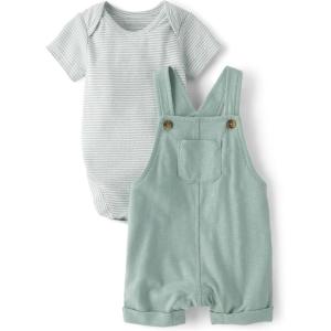 The Children’s Place baby-boys And Newborn Short Sleeve Bodysuit and Overalls 2 Piece Playwear Set(Olive)