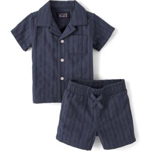 The Children’s Place baby-boys And Newborn Short Sleeve Top and Shorts,2-piece Outfit Set(Stonewear Blue)