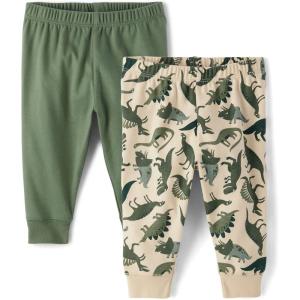The Children’s Place baby-boys Cotton Pants(Dino/Green 2-pack)