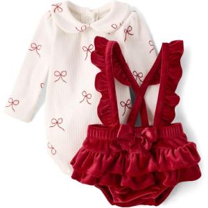 The Children’s Place baby-girls And Newborn Bodysuit and Skirt, 2 Piece Outfit(White Red Bubble)