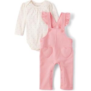 The Children’s Place baby-girls And Newborn Long Sleeve Body Suit and Overalls, 2 Piece Outfit(Fuzzy Pink)