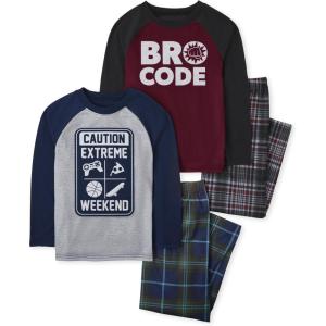 The Children’s Place boys Long Sleeve Top and Pants 2 Piece Pajama Set(Bro Code/Weekend 2-pack)