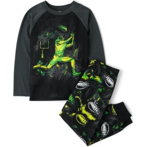 The Children’s Place boys Long Sleeve Top and Pants 2 Piece Pajama Set(Football Player)