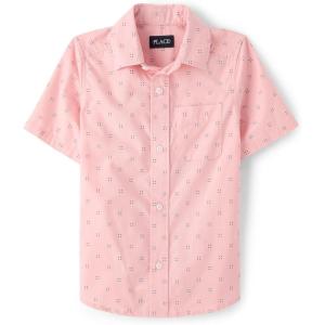 The Children’s Place boys Short Sleeve Button Up Shirt(Lt Plum)