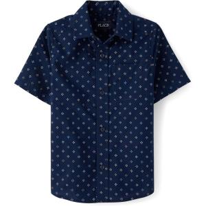 The Children’s Place boys Short Sleeve Button Up Shirt(Tidal)
