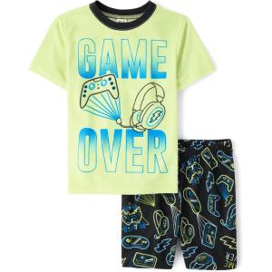 The Children’s Place boys Sleeve Top and Shorts,2 Piece Pajama Set(Game Over)