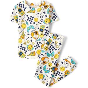 The Children’s Place boys Snug Fit 100% Cotton Short Sleeve Top and Pants 2 Piece Pajama Set(Gamer)