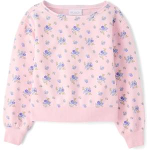 The Children’s Place girls Active Long Sleeve Fleece Pullover Sweatshirt(Rose Mist)
