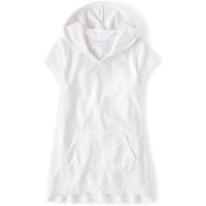 The Children’s Place girls Hooded Swim Coverups(White Terry)