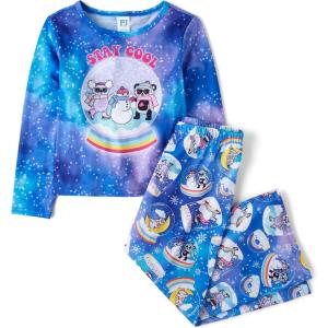 The Children’s Place girls Long Sleeve Top and Pants,2 Piece Pajama Set(Blue Snowglobes)