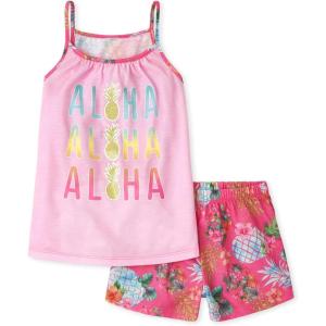 The Children’s Place girls Sleeveless Tank Top and Short 2 Piece Pajama Set(Aloha Pineapple)