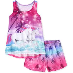 The Children’s Place girls Sleeveless Tank Top and Short 2 Piece Pajama Set(Ombre Unicorn)
